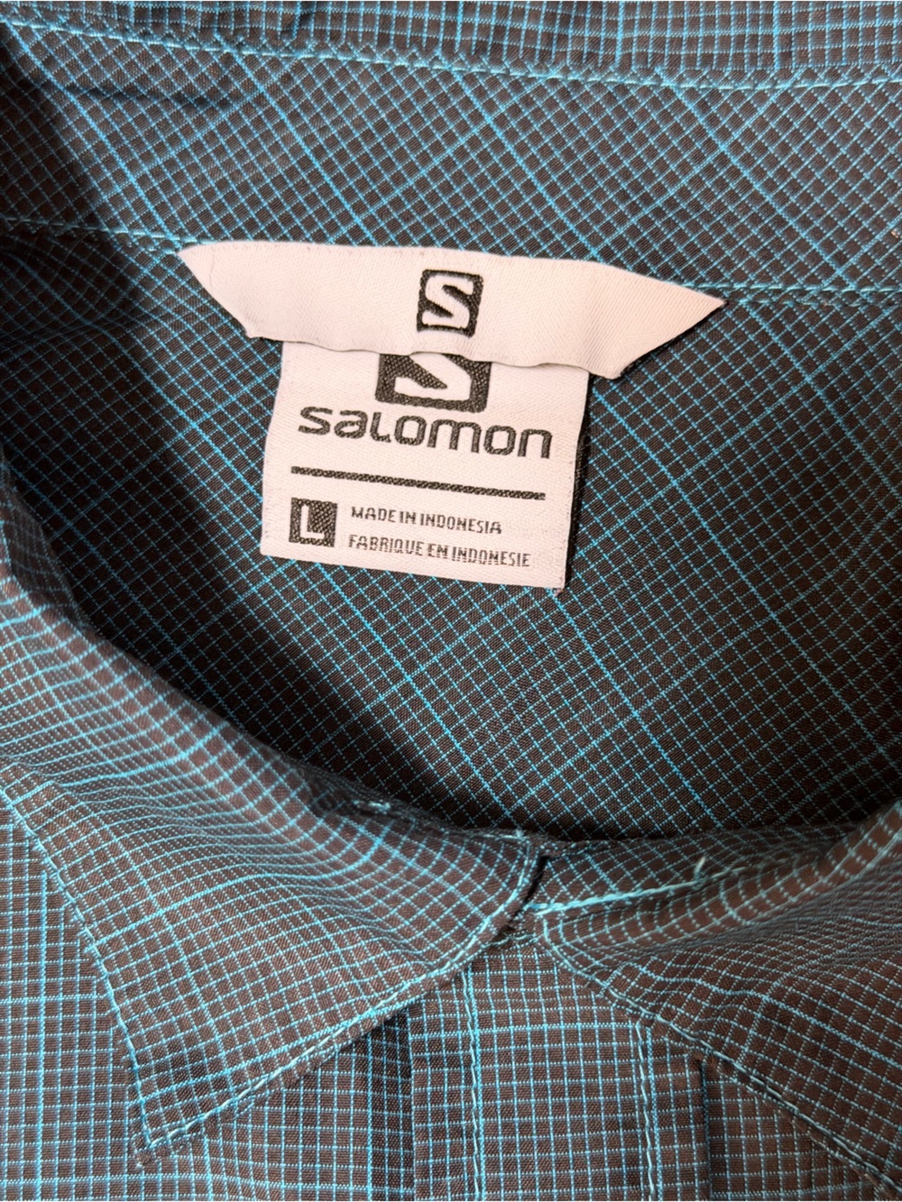 Salomon Men’s Large Blue Performance Short Sleeve Button Up Shirt